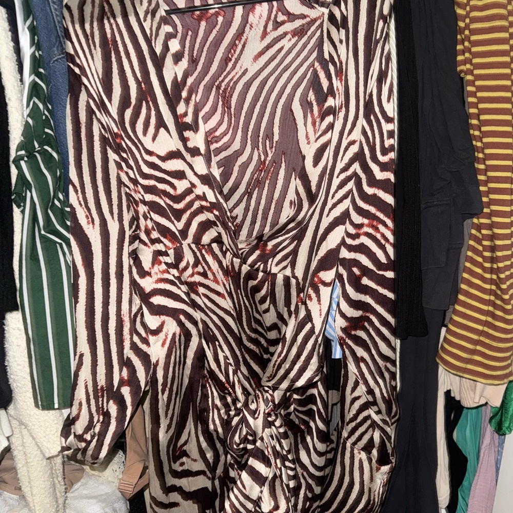Zebra Print Wrap Dress Boohoo Zebra Dress